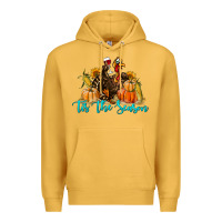 Mustard Western Fall Turkey Tis The Season Premium Hoodie - LillyAllenDesigns