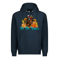 Navy Western Fall Turkey Tis The Season Premium Hoodie - LillyAllenDesigns