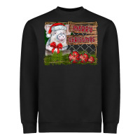 Black merry Christmas pig Heavyweight Sweatshirt - CowhideDigitalArt