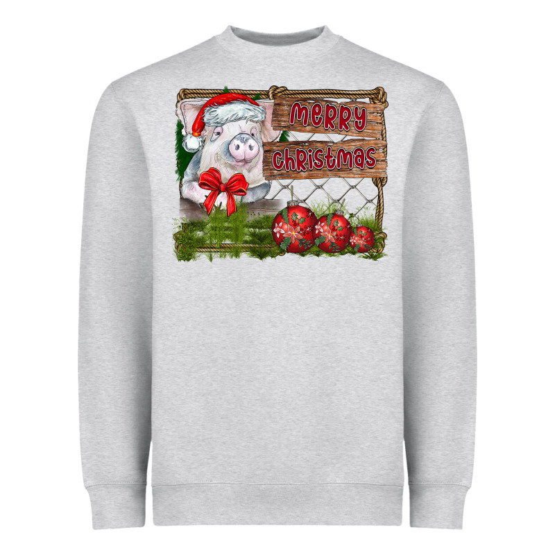 Merry Christmas Pig Heavyweight Sweatshirt by CowhideDigitalArt | Teevron