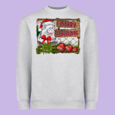 Merry Christmas Pig Heavyweight Sweatshirt Designed By Cowhidedigitalart