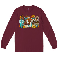 Burgundy horses coffee cups Long Sleeve Tee - OliviaCreatesArt