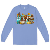 Colony Blue horses coffee cups Long Sleeve Tee - OliviaCreatesArt