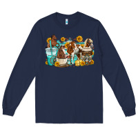Navy horses coffee cups Long Sleeve Tee - OliviaCreatesArt
