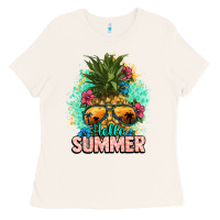 Bone Hello summer pineapple Ladies Tee - NancyCooperArtShop