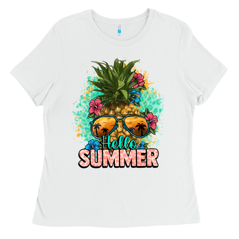 Hello Summer Pineapple Ladies Tee by NancyCooperArtShop | Teevron