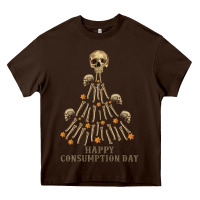 Chocolate Brown Happy Consumption Day Heavy Core Tee - RanaPortraitStore