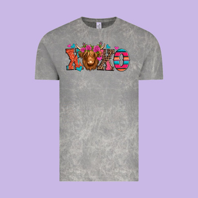 Xoxo Valentine's Day Highland Cow Vintage Tee Designed By Jasminsmagicworld