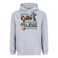 Heather Grey give me coffee to get me started & jesus to keep me going Heavyweight Hoodie - BarkalooDesign