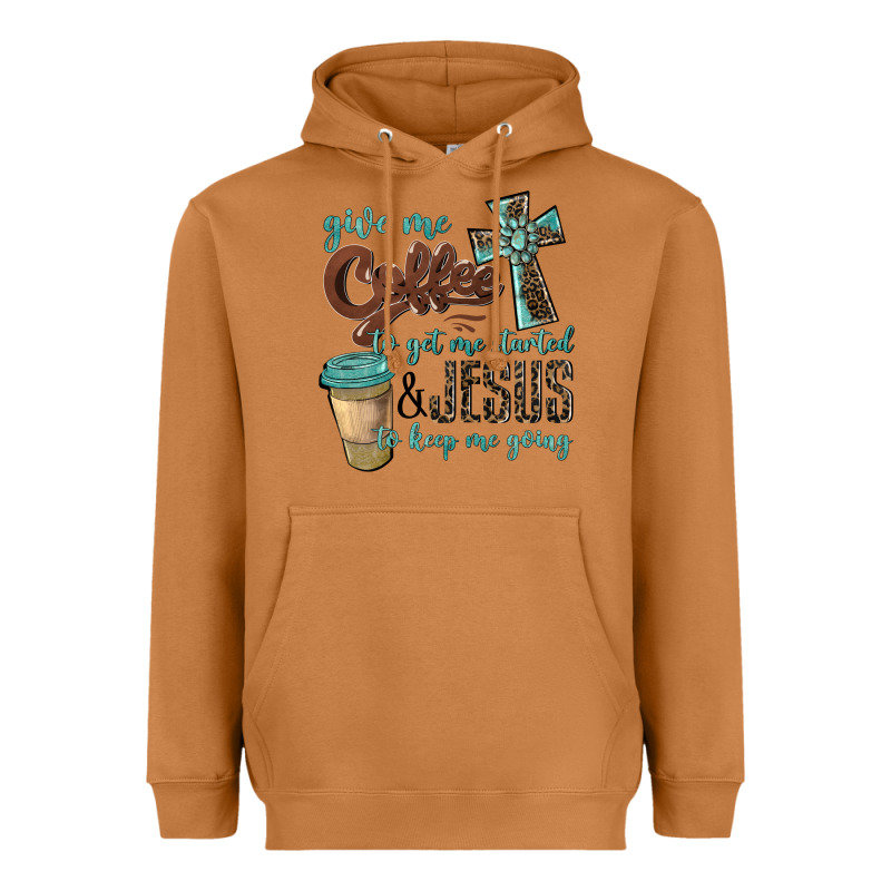 Give Me Coffee To Get Me Started & Jesus To Keep Me Going Heavyweight Hoodie by BarkalooDesign | Teevron