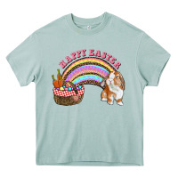 Arona Happy Easter Bunny And Egg Basket Rainbow Heavy Core Tee - RanaPortraitStore