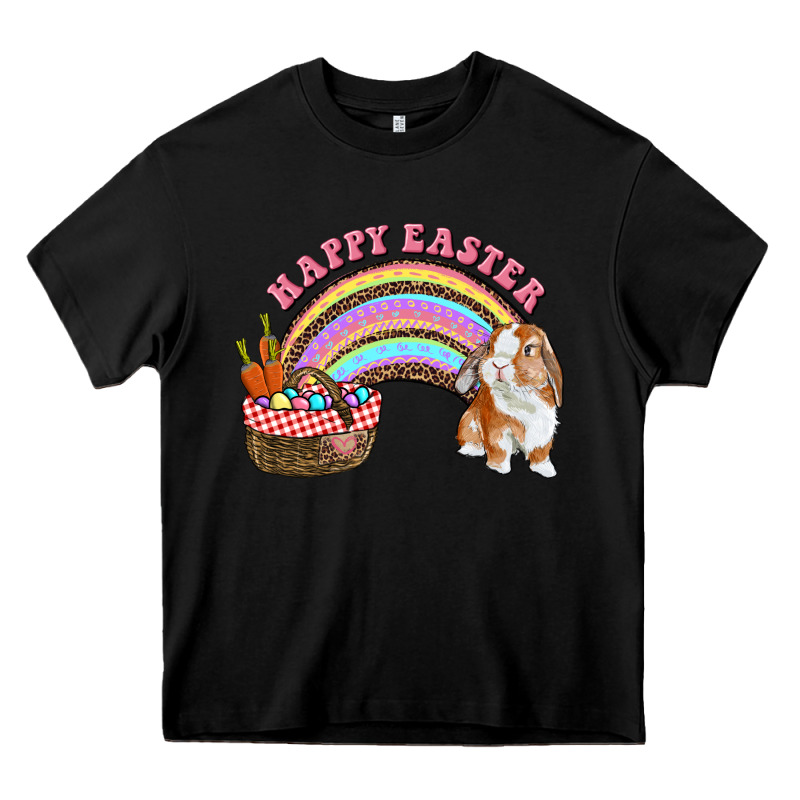 Happy Easter Bunny And Egg Basket Rainbow Heavy Core Tee by RanaPortraitStore | Teevron