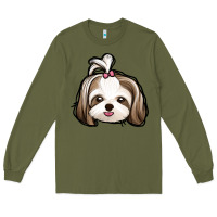 Army Green shih tzu Long Sleeve Tee - Jasminsmagicworld