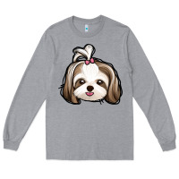 Heather Grey shih tzu Long Sleeve Tee - Jasminsmagicworld