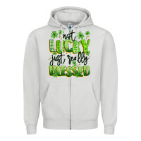 Dove Grey not lucky just really blessed Zipper Hoodie - Artiststas