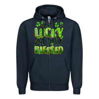 Navy not lucky just really blessed Zipper Hoodie - Artiststas