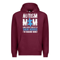 Burgundy lil autism mom Premium Hoodie - CowhideDigitalArt