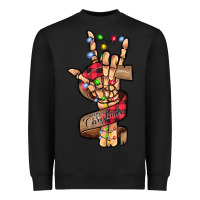 Black merry christmas skeleton hand Heavyweight Sweatshirt - CowhideDigitalArt