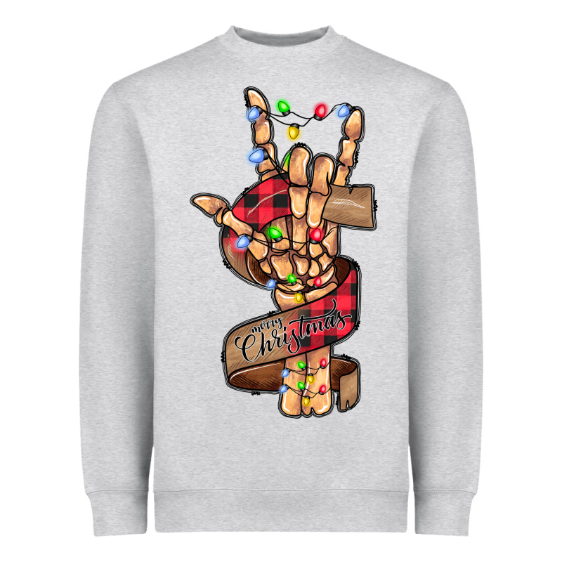 Merry Christmas Skeleton Hand Heavyweight Sweatshirt by CowhideDigitalArt | Teevron