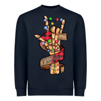 Navy merry christmas skeleton hand Heavyweight Sweatshirt - CowhideDigitalArt