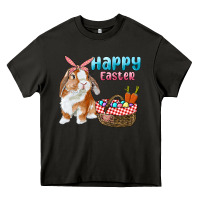 Asphalt Happy Easter Bunny And Egg Basket Heavy Core Tee - RanaPortraitStore