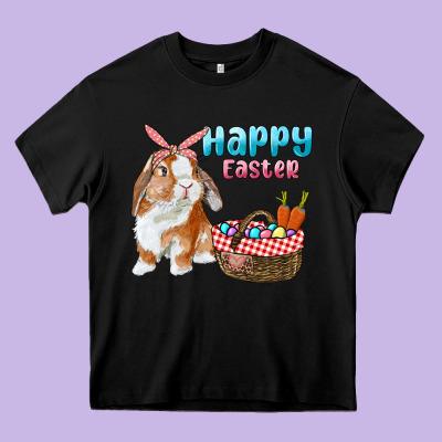 Happy Easter Bunny And Egg Basket Heavy Core Tee Designed By Ranaportraitstore