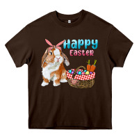 Chocolate Brown Happy Easter Bunny And Egg Basket Heavy Core Tee - RanaPortraitStore