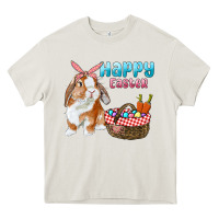 Cream Happy Easter Bunny And Egg Basket Heavy Core Tee - RanaPortraitStore