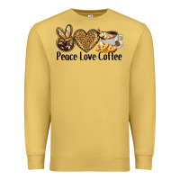 Antique Gold peace love coffee Premium Sweatshirt - BarkalooDesign