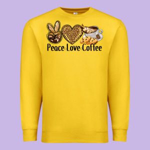 Peace Love Coffee Premium Sweatshirt Designed By Barkaloodesign