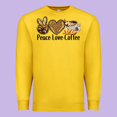Peace Love Coffee Premium Sweatshirt Designed By Barkaloodesign