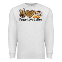 Oatmeal Heather peace love coffee Premium Sweatshirt - BarkalooDesign