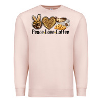 Pale Pink peace love coffee Premium Sweatshirt - BarkalooDesign