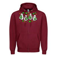 Burgundy clover ghostie st.patrick's day Zipper Hoodie - Artiststas