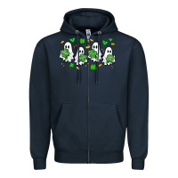 Navy clover ghostie st.patrick's day Zipper Hoodie - Artiststas