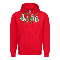 Red clover ghostie st.patrick's day Zipper Hoodie - Artiststas