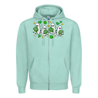 Seafoam clover ghostie st.patrick's day Zipper Hoodie - Artiststas