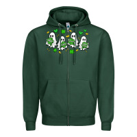 Sports Green clover ghostie st.patrick's day Zipper Hoodie - Artiststas