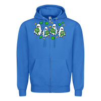 Clover Ghostie St.patrick's Day Zipper Hoodie | Teevron