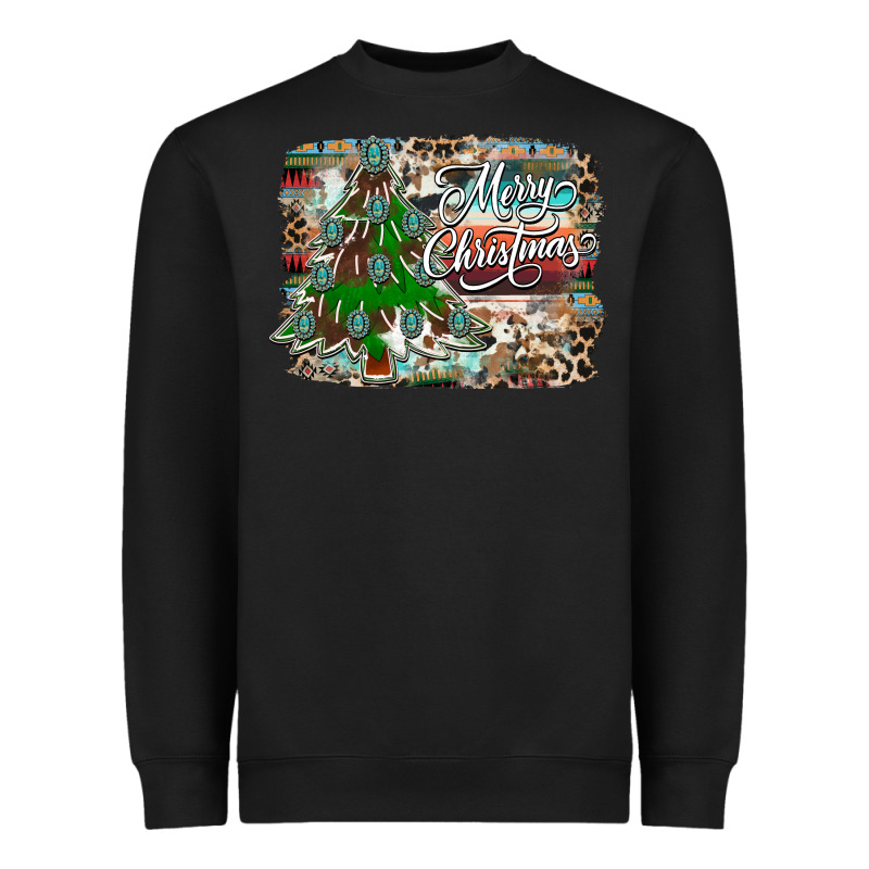 Merry Christmas Tree Western Heavyweight Sweatshirt by CowhideDigitalArt | Teevron