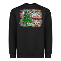 Black merry Christmas tree western Heavyweight Sweatshirt - CowhideDigitalArt