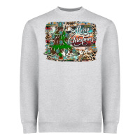 Heather Grey merry Christmas tree western Heavyweight Sweatshirt - CowhideDigitalArt