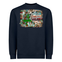 Navy merry Christmas tree western Heavyweight Sweatshirt - CowhideDigitalArt
