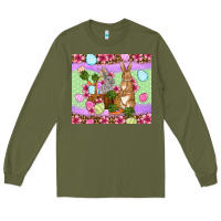 Army Green Easter eggs bunnys basket Long Sleeve Tee - OliviaCreatesArt