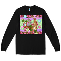 Black Easter eggs bunnys basket Long Sleeve Tee - OliviaCreatesArt