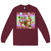 Burgundy Easter eggs bunnys basket Long Sleeve Tee - OliviaCreatesArt
