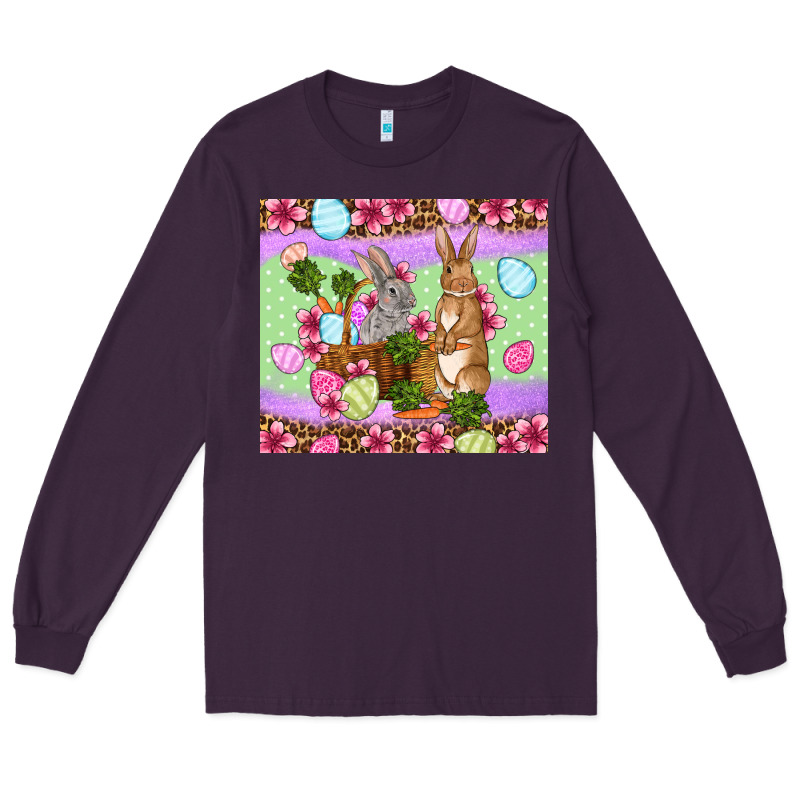 Easter Eggs Bunnys Basket Long Sleeve Tee by OliviaCreatesArt | Teevron