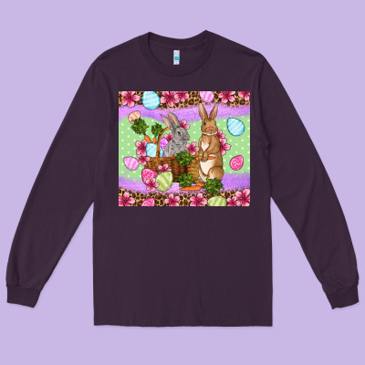 Easter Eggs Bunnys Basket Long Sleeve Tee Designed By Oliviacreatesart