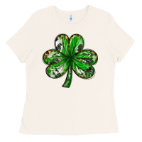 Bone shamrock with leopard and cowhide Ladies Tee - NancyCooperArtShop