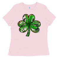 Bubblegum Pink shamrock with leopard and cowhide Ladies Tee - NancyCooperArtShop